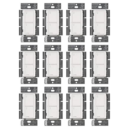Lutron Caseta Original Smart Light Switch (Lutron Smart Hub Required), for Home, LED Lights, and Fans, 6 Amp, Single-Pole/3-Way, Neutral Required, PD-6ANS-WH-12-Pack, White, 12 Pack