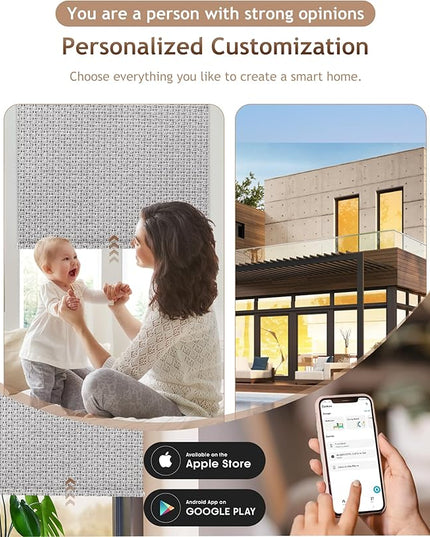 Kincmo Motorized Blinds with Remote,100% Blackout Motorized Roller Shades Work with Apple Homekit,Alexa,Google, Custom Electric Blinds with App,Voice Control (Groove Grey)