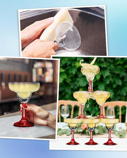 DISCOUNT PROMOS 10 Margarita Glasses Set, 9 oz. - Classic, Smooth, Barware, Glassware - Red