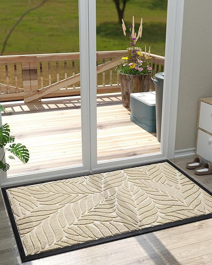 Yimobra 47x32 Large Door Mat Outdoor Indoor, All-Season Waterproof Door Mat Outside Entrance, All-Weather Non-Slip Outside Doormat for Garage Patio Entryway, Beige