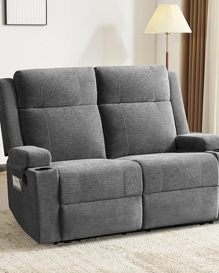Loveseat Recliner, Loveseat Sofa with Adjustable Footrest, Wall Hugger Recliner for Living Room & Home Theater & RV(Gray)