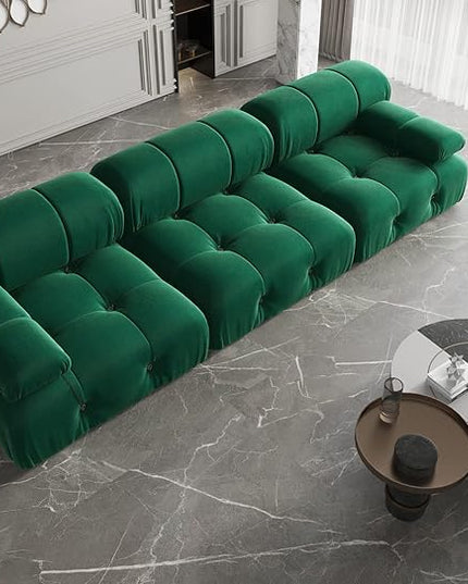 JACH 104" Convertible Modular Sectional Sofa, Minimalist Mid-Century Velvet Sofas Couches, Luxury Modern 3-Seat Wide Couch Sectional for Living Room Bedroom Office Apartment (Green)