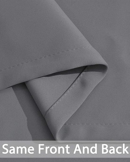 Yakamok Room Darkening Gray Blackout Curtains, Light Blocking Thermal Insulated Grommet Drapes for Bedroom Living Room, 52W x 84L, Grey Curtains, 2 Panels, 2 Tie Backs Included