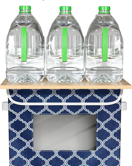 Univivi Fabric Foldable Storage Boxes [4-Pack] Large Collapsible Stackable Storage Bins with Lids, Closet Organizers and Storage Cube Basket for Home, Office, Bedroom (Blue Lantern, 17”x 12” x 12”)