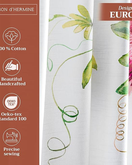 Maison d' Hermine Curtains for Living Room 100% Cotton 96 inch Length One Panel Light Filtering Curtains for Bedroom Windows with Rod and Loop Pockets Drapes (Passion White, 50" W x 96" L)