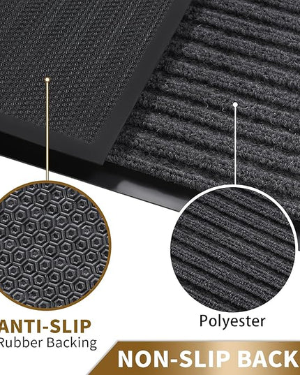 Yimobra Front Door Mat Outdoor Indoor Entrance, 100% Waterproof All-Season All Weather Doormat, Welcome Matt Outside Entry, Non Slip, Low Profile, Heavy Duty Patio Porch Floor Mats,36 x 17,Grey
