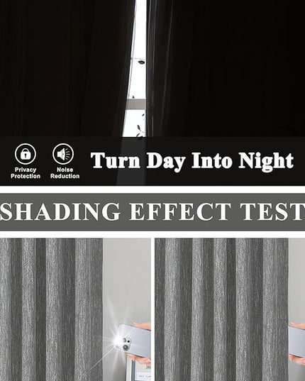 Vision Home Charcoal Grey Pinch Pleated Full Blackout Curtains Room Darkening Window Curtains for Living Room Bedroom Thermal Insulated Pinch Pleated Drapes with Hooks Back Tab 2 Panel 40" Wx102 L