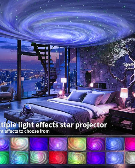 ENOKIK Galaxy Projector, Star Aurora Projector Built-in Bluetooth Speaker, Night Light for Kids Adults, White Noise Light for Home Decor/Relaxation/Party/Music/Gift (Black)