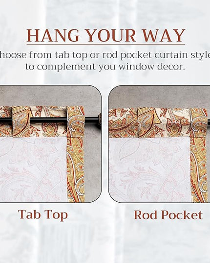 Maison d' Hermine Curtains for Living Room 100% Cotton 124 inch Length Two Panels Light Filtering Curtains for Bedroom Windows with Rod and Loop Pockets (Kashmir Paisley Multicolor, 50" W x 124" L)