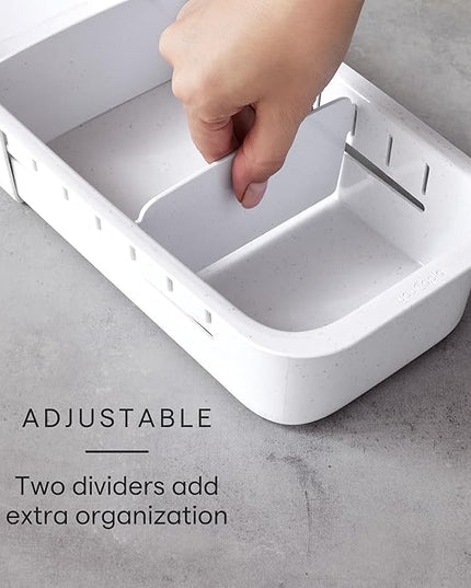 YouCopia DrawerFit Expandable Kitchen Drawer Organizer: Sliding Storage Tray for Utensils & Accessories in Deep Drawers, Expandable 15–23" wide, White Speckled BPA-free
