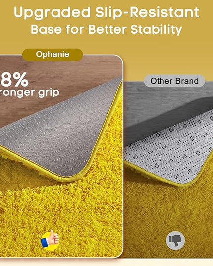 Ophanie Yellow Rugs for Living Room Bedroom, 5x8 Fluffy Fuzzy Furry Carpet, Plush Soft Shaggy Bedside Indoor Floor Area Rug for Kids Girls Boys Baby Teen Dorm Nursery Home Decor Aesthetic
