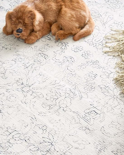 jinchan Runner Rug 2x5 Kitchen Rugs Hallway Runner - Machine Washable Vintage Floral Non-Slip, Low Pile Soft Ultra-Thin Distressed Carpet for Entryway Farmhouse Bedroom Laundry Room (2’x5’, Ivory)