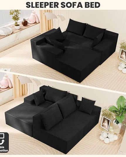 LEVELEVE 107" Cloud Sectional Couch with Deep Seat，Modern Modular Sofa with L-Shape Chaise，No Assembly Required, Upholstered Couches for Living Room Bedroom(Black,Left Facing Chaise)