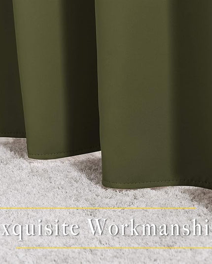 NICETOWN Bedroom Room Darkening Curtains 95 inch Length - Triple Weave Energy Saving Thermal Insulated Solid Grommet Room Darkening Draperies for Patio/Hall (1 Pair, 80 inches Wide, Olive)