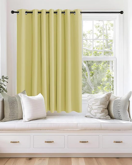 NICETOWN Blackout Curtains 63 inches Long for Living Room Bedroom, Grommet Thermal Insulated Room Divider Drape Window Treatment for Sliding Patio Door, W100 x L63, 1 Panel, Paler Yellow
