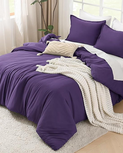 Litanika Purple Comforter Set Twin/Twin XL Size, 2 Pieces Lightweight Solid Bedding Comforter Set, All Season Fluffy Bed Set (66x90In Comforter & 1 Pillowcase)