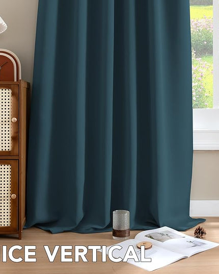 H.VERSAILTEX Blackout Curtains Thermal Insulated Window Treatment Panels Room Darkening Blackout Drapes for Living Room Back Tab/Rod Pocket Bedroom Draperies, 52 x 84 Inch, Dark Teal, 2 Panels