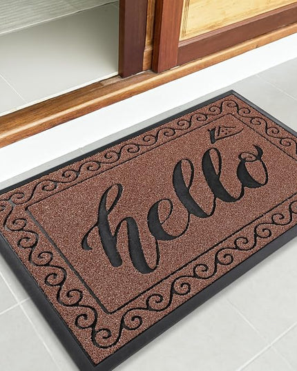 Yimobra Welcome Mats for Front Door 29.5x17, Heavy Duty Waterproof Outdoor Door Mat Outside Entrance, Non-Slip Low Profile Indoor Entryway Mat for Garage Patio, Maroon