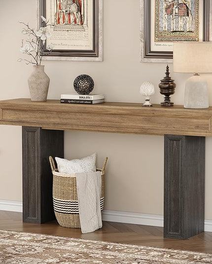 Rresyet 63 Inch Long Console Table, Sofa Table Behind Sofa, Wooden Entryway Table, Farmhouse Entryway Table for Entry, Hallway, Living Room (Wood)