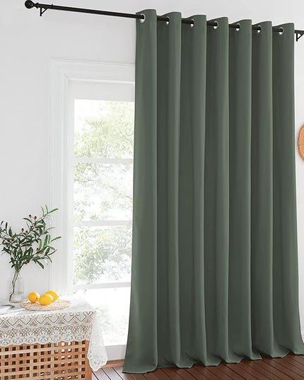 NICETOWN Blackout Curtains for Sliding Glass Door Room Divider Noise Reduce Curtain Panel Portable Window Screen Sliding Partition, W100 x L102 inches, 1 Panel, Dark Mallard