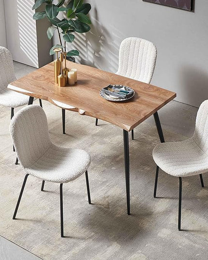 NORDICANA 5-Piece Dining Table Set, Modern Rectangular Dining Table and Chairs Set for Kitchen, Dining Room, Dinette, Breakfast Nook w/ 4 Chairs - Boucle White