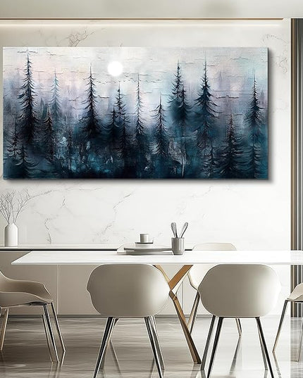 Canvas Wall Art for Living Room Large Wall Decor for Office Bedroom Decoration Foggy Forest Landscape Picture Black and White Painting Artwork Wall Mural Aesthetic Home Decor 30"X60"