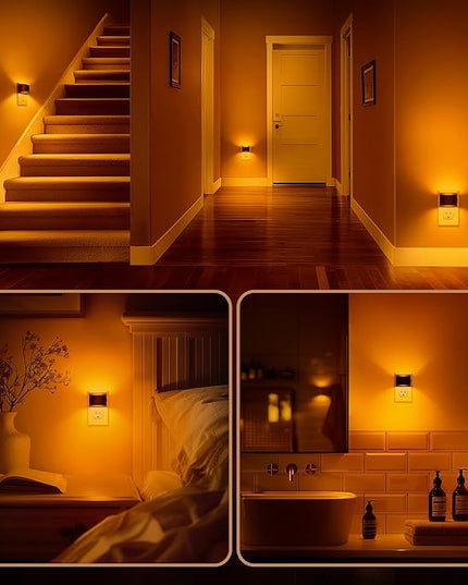 DORESshop LED Night Light[2 Pack], Night Lights Plug into Wall, 3 Level Brightness Adjustable Plug in Night Light, Dusk to Dawn Sensor, Nightlights for Adults, Bedroom, Bathroom, Hallway, Amber