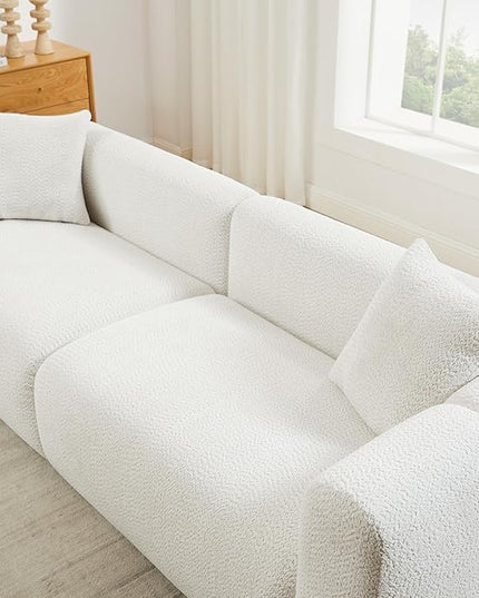 VANOMi Living Room Furniture Sets Include 95" Sofa & 42" Armchairs, Boucle Upholstered Oversized Couch with Pillows, Living Room Furniture Set for Bedroom Apartment (White, 2 Sofas+1 Chair)