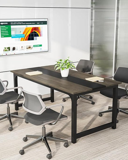 Tribesigns Modern Computer Desk, 63 x 31.5 inch Large Office Desk Computer Table Study Writing Desk Workstation for Home Office, Grey/Black