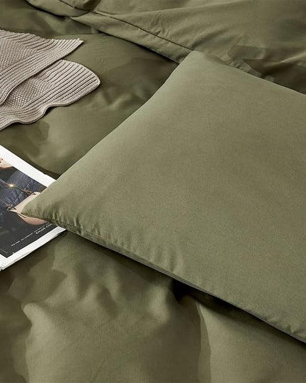 Luxlovery Olive Green Comforter Set King Army Green Bedding Comforter Set Modern Stylish Avocado Blanket Quilts Breathable Bedding Set Women Men Adults
