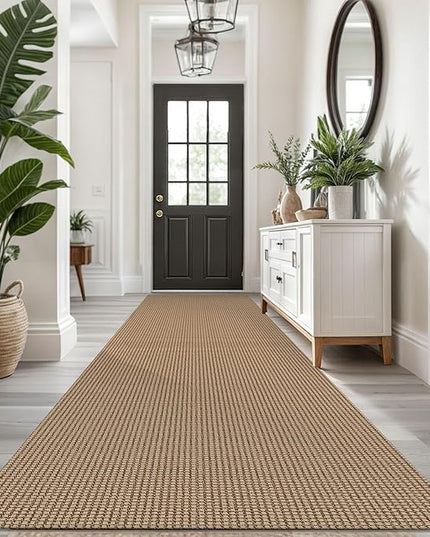 KOZYFLY Extra Long Runners for Hallways 3x14 ft Washable Kitchen Runner Non Slip Rubber Backed Hallway Rug Cotton Entryway Runner Rug Floor Carpet for Indoor Hall, Kitchen, Stair, Tan/Orange/Brown