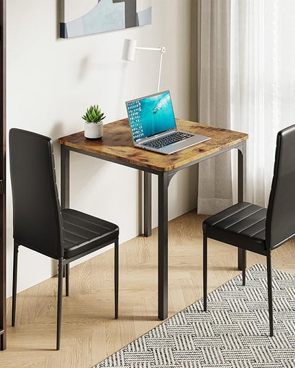Gizoon Kitchen Table for 2, Table and Chairs Set of 2, 3 Piece Dinner Table Set with 2 Upholstered PU Leather Chairs for Dining Room, Living Room, Apartment, Small Space, Retro