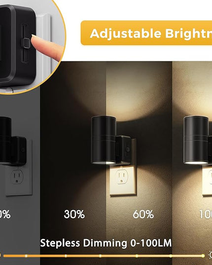L LOHAS LED Night Light, Automatic Night Lights Plug into Wall, 2 Pack Nightlights with Light Sensor, 3000K Soft White 0-100LM Dimmable Modern Nightlight for Kids Bedroom Hallway