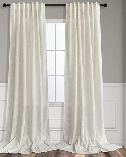Pitalk 60 Inch Wide Curtains for Kids Bedroom Boys Girls 90 Inches Long 2 Panels Back Tab Pocket Natural Linen Sheer Extra Wide Large Cream Ivory Curtains for Nursery Room Playroom Closet Doors 60x90