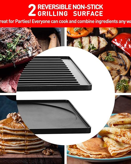 Raclette Table Grill, Techwood Electric Indoor Grill Korean BBQ Grill, Removable 2-in-1 Non-Stick Grill Plate, 1500W Fast Heating with 8 Cheese Melt Pans, Ideal for Parties and Family Fun (Black)