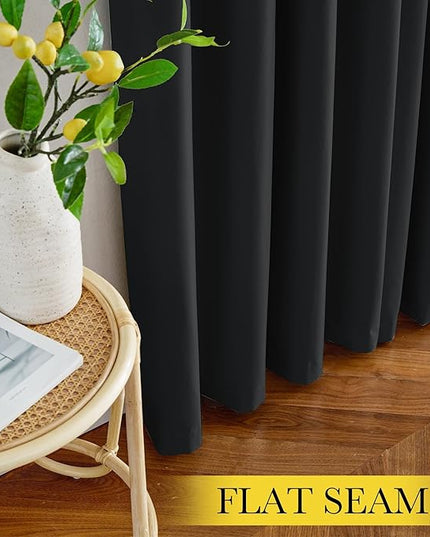 NICETOWN Full Blackout Curtains 96 inch Long for Home Theater, Grommet Energy Saving Room Darkening Window Treatment Thermal Curtains Portable Sun Shades for Living Room, W52 x L96, 2 Panels