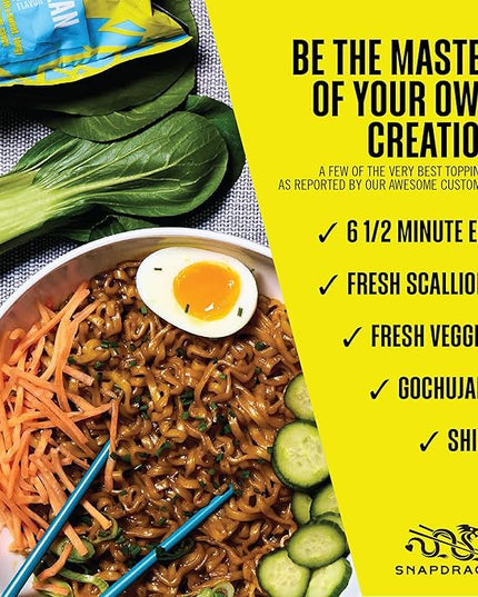 Snapdragon Saucy Instant Noodles with Korean BBQ Slurpable Sauce - Quick Meal, Snack, and Lunch. 12-Pack Microwave Noodles for Cup, Bowl, Ramen or Asian Stir Fry