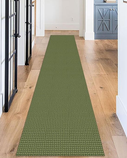 KOZYFLY Long Runners for Hallways 2x12 ft Washable Kitchen Runner Non Slip Rubber Backed Hallway Rugs Cotton Entryway Runner Rug Floor Carpet for Indoor Hall, Kitchen, Bright Green/Earthy Green