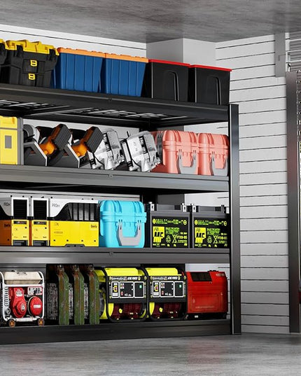 62" Wide Heavy Duty Garage Shelving Units, 4-Tier Deep Storage Shelves,Black Metal Garage Shelves,Steel Shelf,Large Storage Rack,Industrial Shelving for Shop, 62" W x 27" D x 62" H