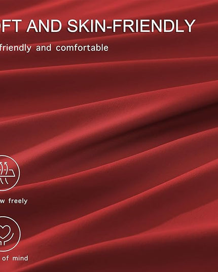 Monbix King Size Comforter Set - 7 Pieces Bed in a Bag King, Bright Red Bedding Sets with Comforter, All Seasons Comforter Bed Set with Sheets, Pillowcases & Shams
