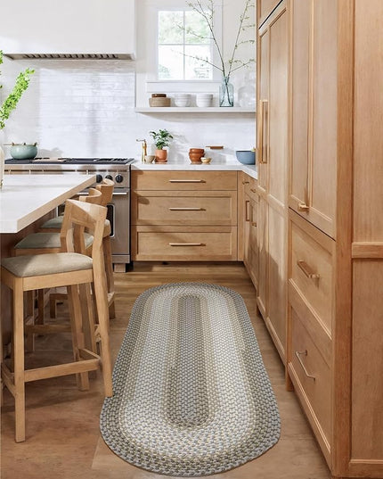 Tranquility TQ62 Frost 2' x 6' Runner - Braided Area Rug, Home Decor, Floor Mat or Bedroom Rug - Easy Care, Ideal for High Traffic Areas in Hallway and Living Room - Made in USA