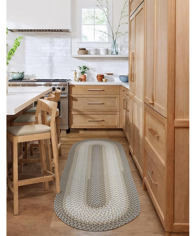 Tranquility TQ62 Frost 2' x 8' Runner- Braided Area Rug, Home Decor, Floor Mat or Bedroom Rug - Easy Care, Ideal for High Traffic Areas in Hallway and Living Room - Made in USA