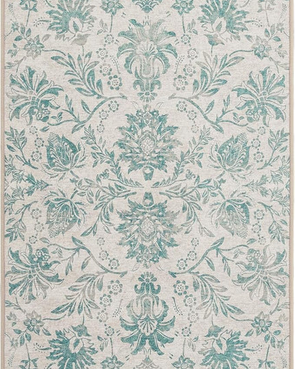 jinchan Torino 3x5 Area Rugs for Entryway Vintage-Inspired Floral Design Machine Washable Non-Slip Low-Pile Rug Ultra-Thin Indoor Traditional Accent Carpet for Entrance Kitchen Bedroom Hallway