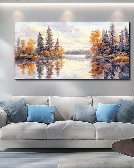 PHAOHUAXM Large Natural Landscape Wall Art For Dining Room Apartment Abstract Ink Landscape Painting Wall Decoration Living Room Bedroom Office Artwork Pictures Home Decoration Aesthetics 30x60 In