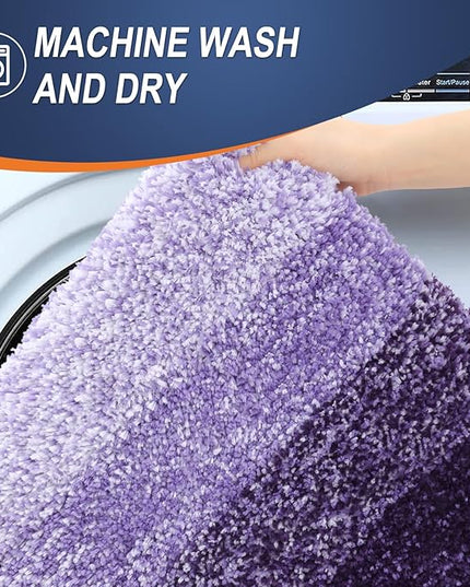 OLANLY Bathroom Rug Set 2 Piece, Soft Absorbent Microfiber Bath Rug Set, Non-Slip, Machine Wash Dry, Plush Shaggy Bath Mats for Bathroom (47"x20"+24"x16", Violet)