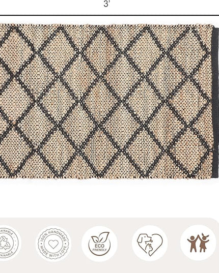 REDEARTH · Jute Cotton Area Rug - 2'x3' Rectangular Rug, Sustainable Handwoven, Non-Shedding, Soft & Durable – Reversible, Neutral Tones for Home Décor in Living Room, Dining Room, Bedroom, Set of 2