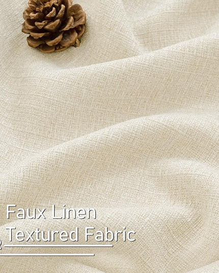 LAMIT Light Beige Linen Curtains 72 inch Long for Bedroom, Grommet Thick Light Reducing Thermal Light Filtering Curtains Window Panels for Living Room/Farmhouse, Set of 2 Panels, W52 x L72