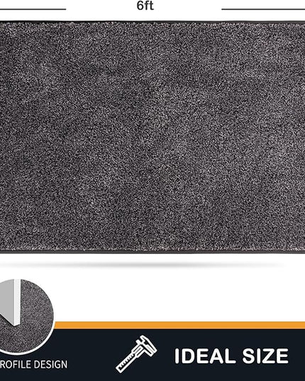 PURRUGS Easy Care Area Rug 4ft x 6ft, Non-Slip Machine Washable Entryway Rug, Dog Door Mat, Stain Resistant Accent Rug for Hallway, Living Room, Bedroom and Mudroom, Light Grey-Dark Grey