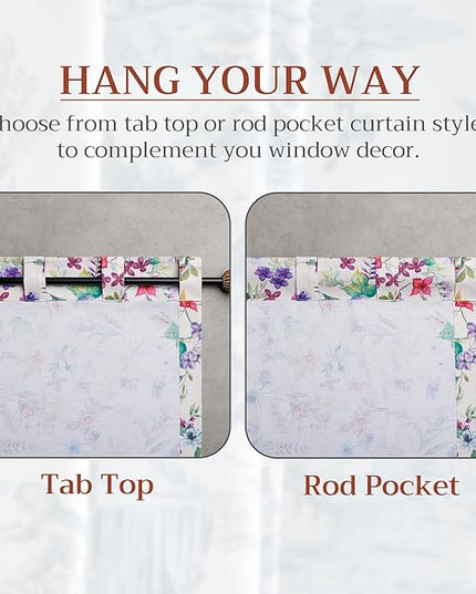 Maison d'Hermine Curtains for Living Room 100% Cotton 124 inch Length One Panel Window Toile Curtains for Bedroom with Loop & Rod Pockets, Gifts for Mothers Day (Chardon, 50" W x 124" L)