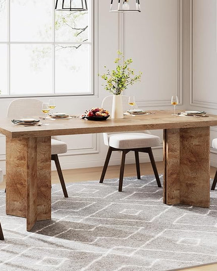Tribesigns 63-inch Dining Table for 4-6, Farmhouse Kitchen Table with Large Tabletop, Rectangular Dinner Eating Table for Dining Room, Living Room, Kitchen, Light Oak Brown